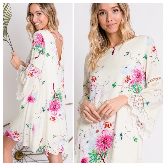 Margo Lace and Crochet Floral Shift Dress - Picture 5 of 8